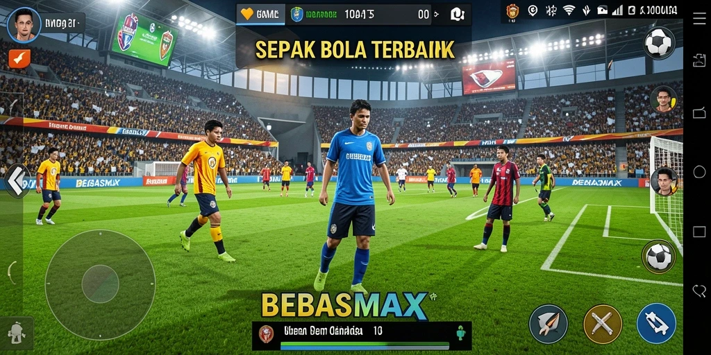 Gameplay menarik di BEBASMAX dengan aksi sepak bola yang seru.
