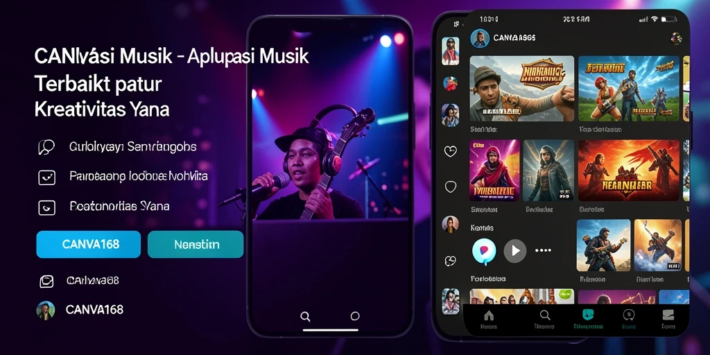 Tampilan screenshot utama CANVA168 menampilkan antarmuka pengeditan musik yang interaktif.