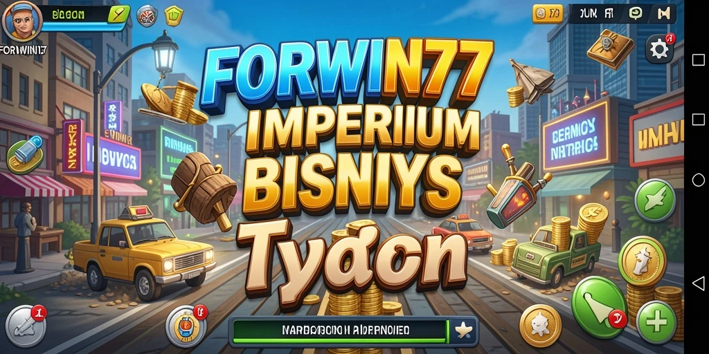 Tampilan gameplay <strong>FORWIN77</strong> yang menawan dengan berbagai pilihan strategi bisnis.