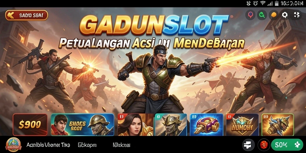 Tampilan gameplay mendebarkan dalam GADUNSLOT saat menghadapi musuh.