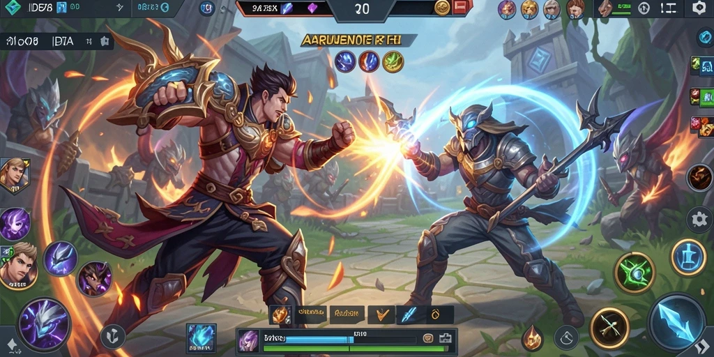Tampilan dinamis gameplay MOBA di ID678.