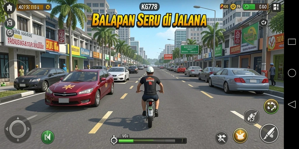 Screenshot gameplay KG778 menampilkan aksi balapan yang seru.