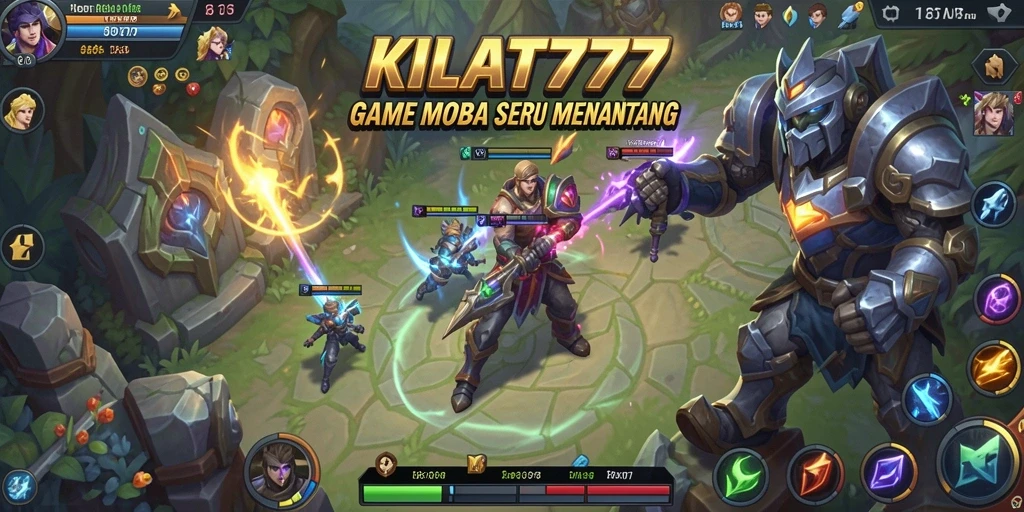 Tampilan gameplay seru di KILAT777 dengan aksi MOBA menegangkan.