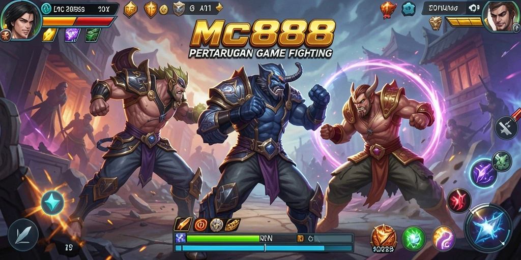 Tampilan gameplay seru dalam MC888 saat pertarungan berlangsung.