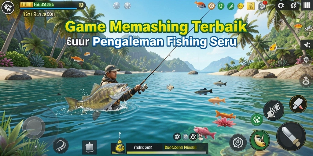 Tampilan screenshot OKJK yang menunjukkan aktivitas memancing yang seru.