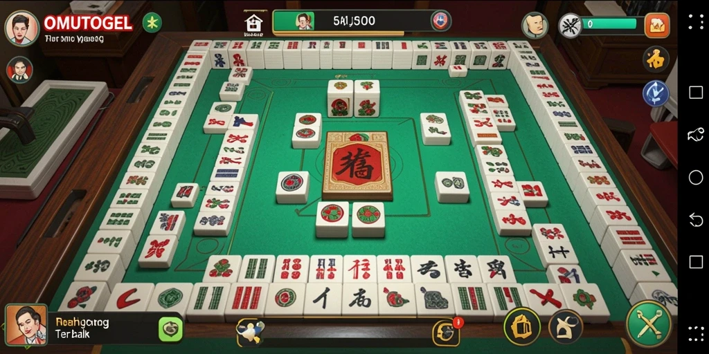 Tampilan gameplay menarik dari OMUTOGEL saat menyusun ubin Mahjong.