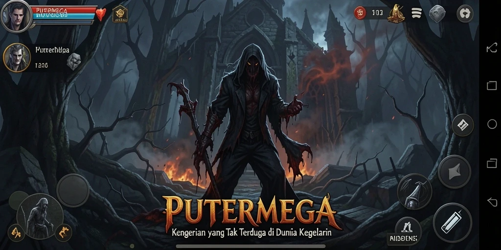 Gameplay PUTERMEGA yang menegangkan dengan kegelapan yang menyelimuti.