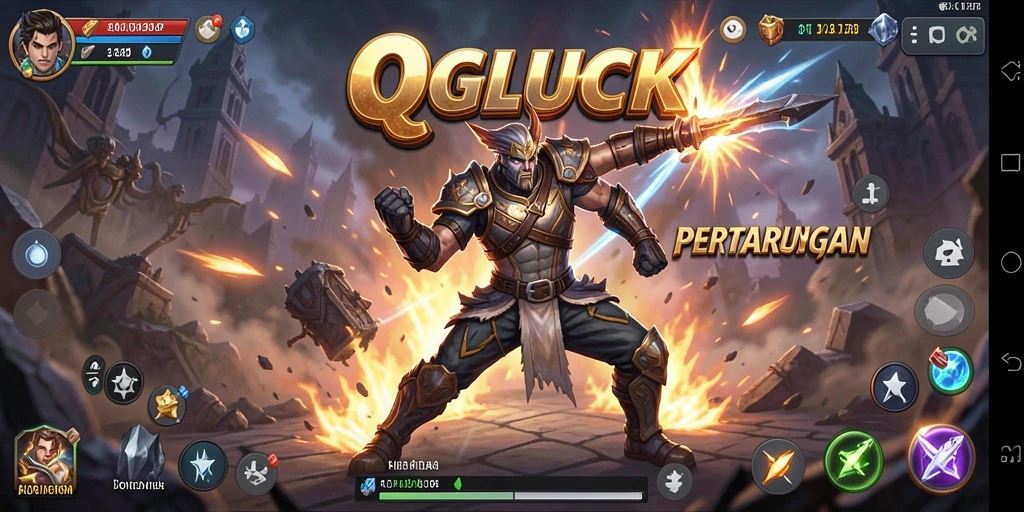 Tampilan gameplay menegangkan dalam QGLUCK yang penuh aksi.