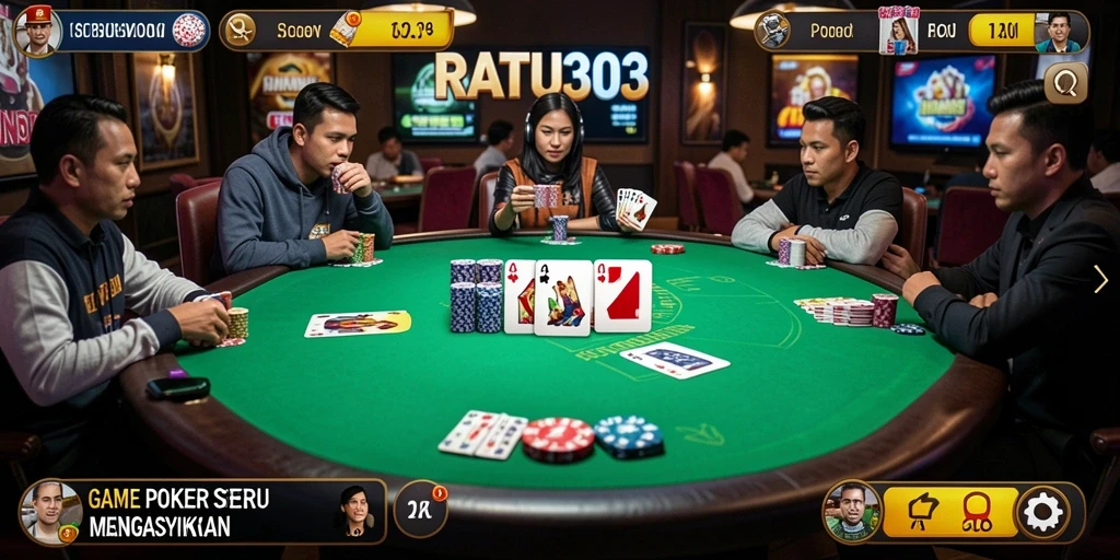 Screenshot gameplay RATU303 yang menunjukkan keseruan permainan poker.
