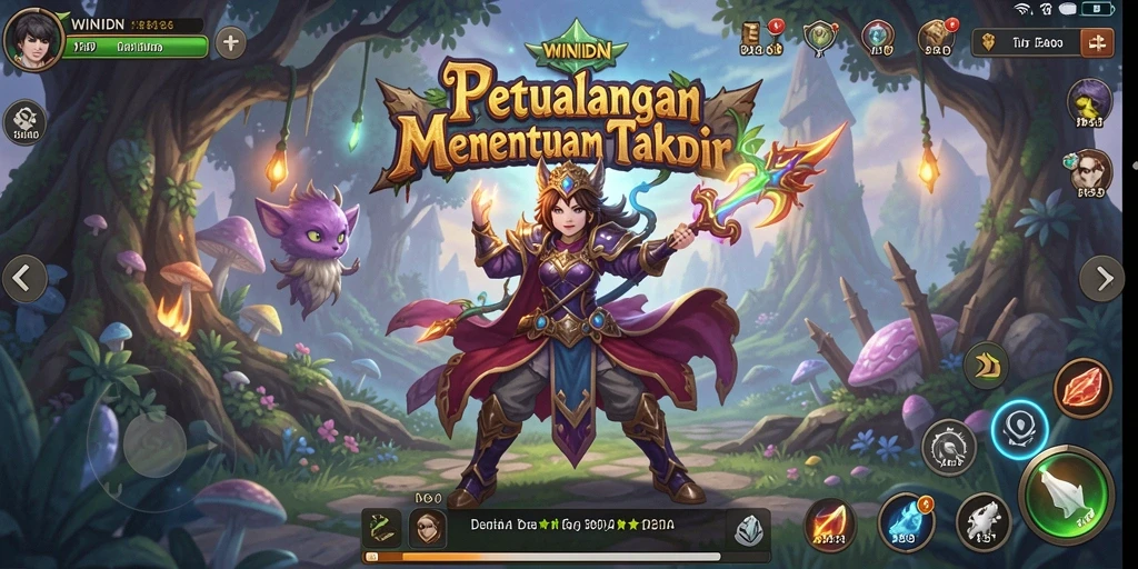 Screenshot gameplay <strong>WINIDN</strong> menampilkan pertarungan epik di dunia fantasi.